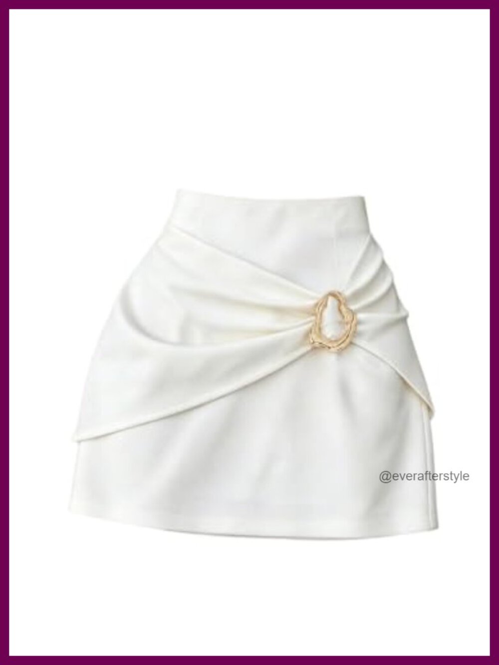 High Waisted Bodycon Mini Skirt Gold-Tone Metal Buckle Wear to Work